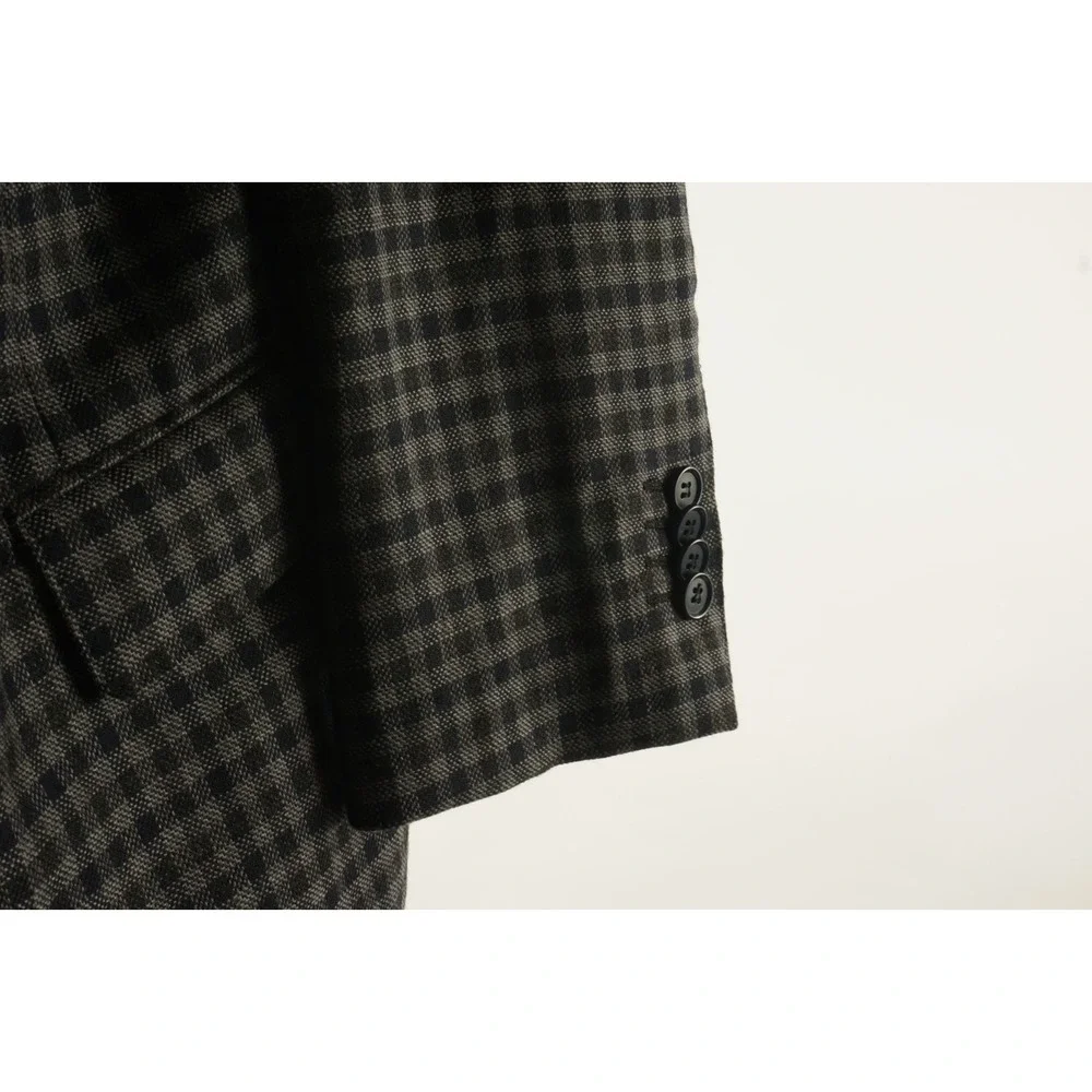 Byron Slim Unstructured Hopsack‎ Wool Sport Coat Men's 44R Gray Blue Green Check
